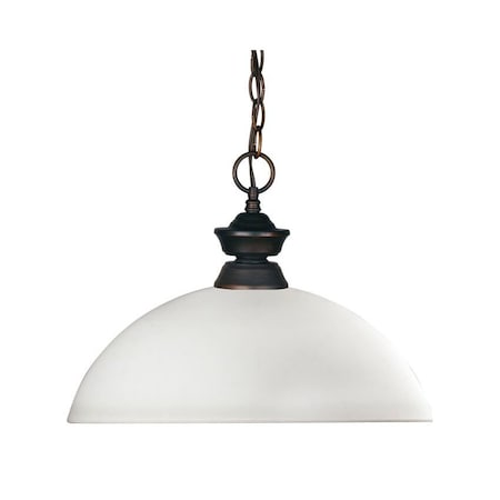 Z-Lite Riviera 1 Light Pendant, Olde Bronze & Matte Opal 100701OB-DMO14